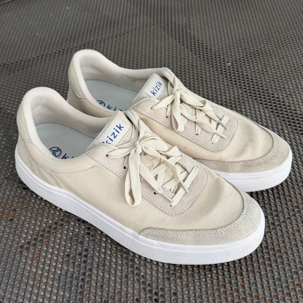 Kizik Prague Casual Sneakers Canvas Suede Mens 11 Bone Comfort Shoe Walking